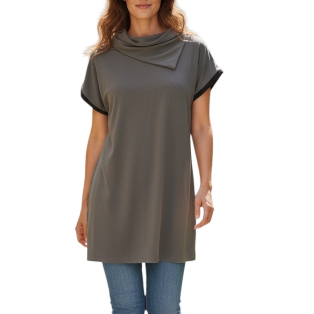 Chic Joseph Ribkoff Olive Cowl Neck Tunic Top Size 2